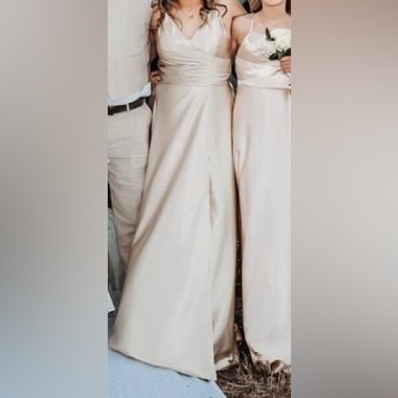 Golden satin bridesmaid dress - Picture 3 of 3